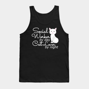 Social Worker by day cat lover by night Tank Top